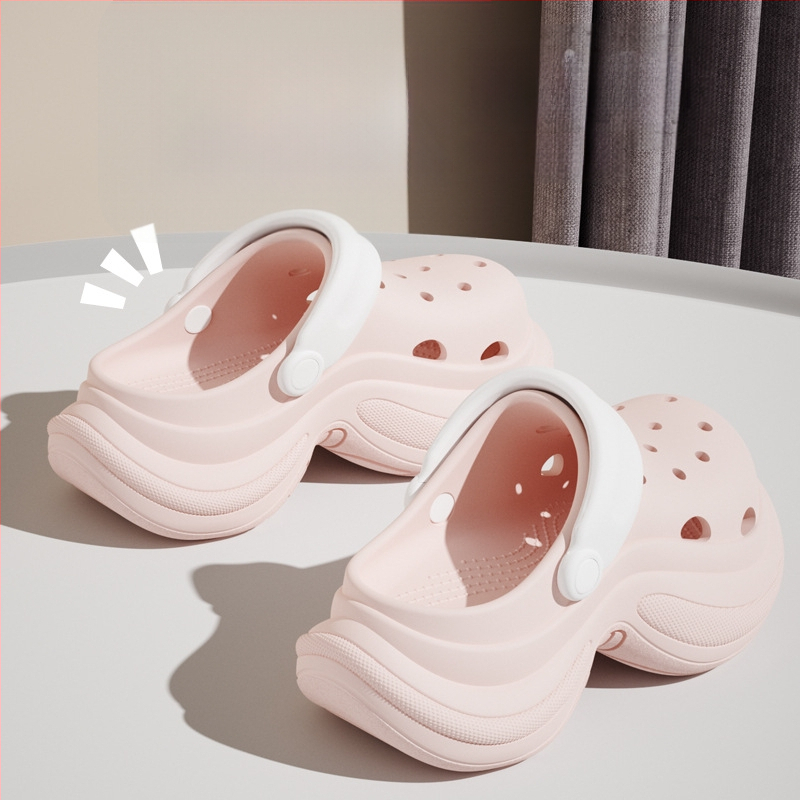 Γυναικείες EVA Mary Jane παπούτσια με ψηλό τακούνι, Red Crane, σόλα 5 cm, κατασκευή Injection Molded, Crocs στυλ για παραλία και καθημερινή άνεση, αύξηση ύψους