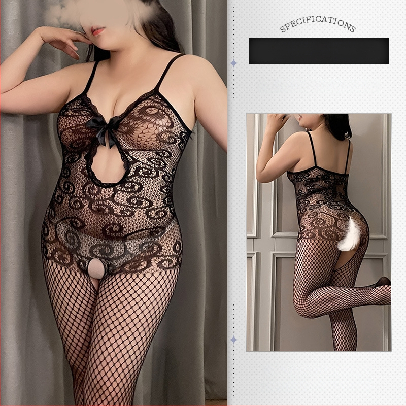 Feimu bodysuit din plasă transparent cu deschidere la zona intimă – decolteu sexy, stil feminin jucăuș