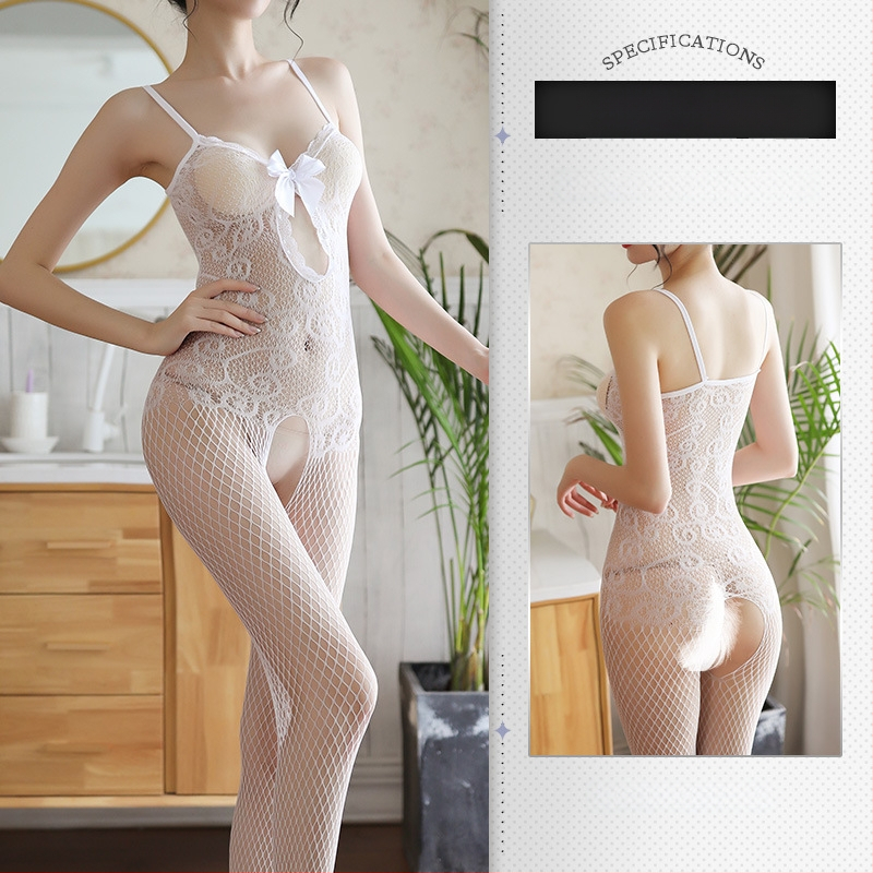 Feimu bodysuit din plasă transparent cu deschidere la zona intimă – decolteu sexy, stil feminin jucăuș
