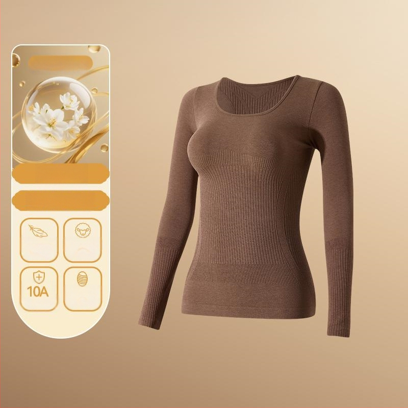 Set termic de bază pentru modelarea corpului: bumbac extensibil, două straturi, mâneci lungi, guler rotund, pantaloni