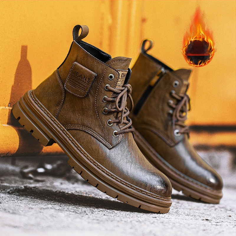 Ανδρικά μποτάκια Martin φθινοπωρινά, PU άνω μέρος, σόλα καουτσούκ, αντιολισθητικό, απορρόφηση κραδασμών, στρογγυλή μύτη