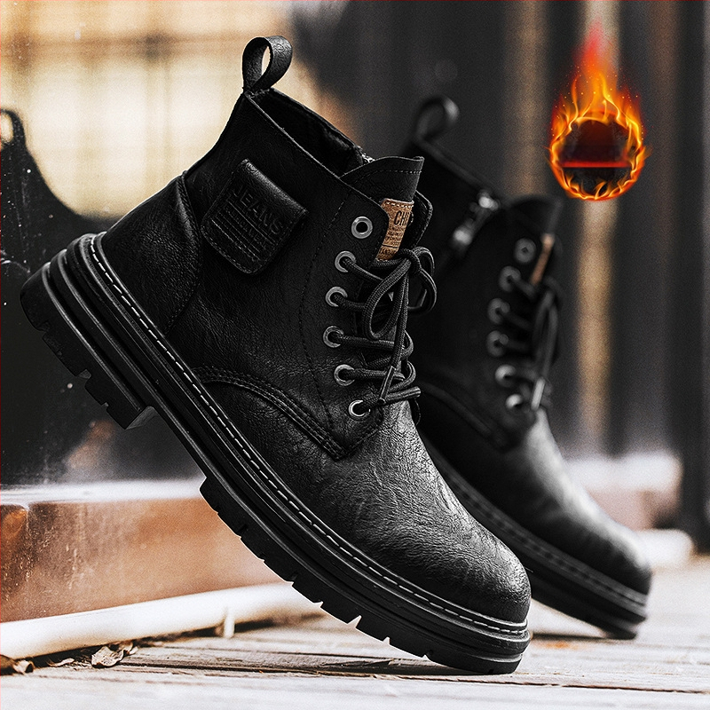 Ανδρικά μποτάκια Martin φθινοπωρινά, PU άνω μέρος, σόλα καουτσούκ, αντιολισθητικό, απορρόφηση κραδασμών, στρογγυλή μύτη