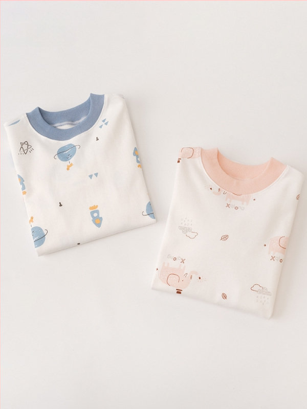 Σετ παιδικά βαμβακερά θερμικά εσώρουχα, unisex, με μεσαίο γιακά, χωρίς κουκούλα, 100% βαμβάκι, ελαφρύ για άνοιξη και φθινόπωρο