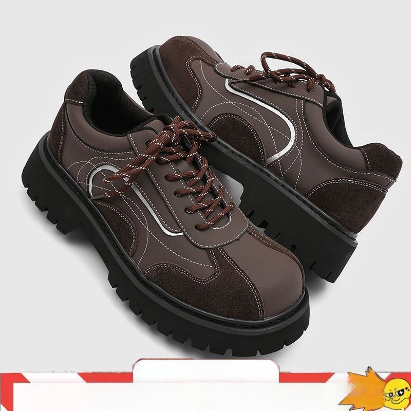 Kožne Derby cipele za muškarce – povećanje visine, patchwork gornji dio, debeli potplat, okrugli vrh