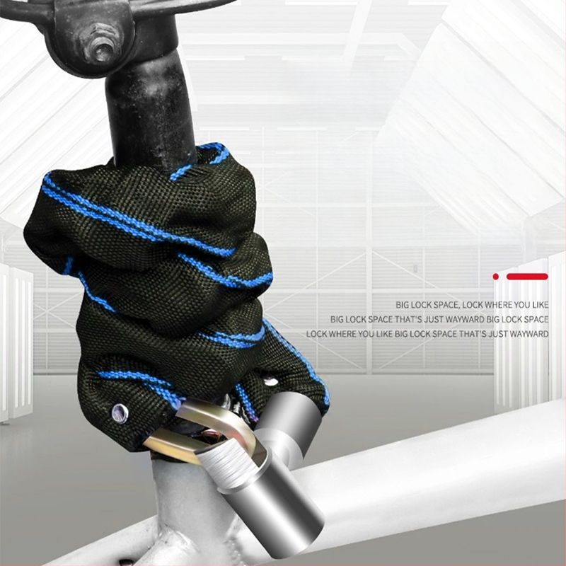 Lopás elleni kerékpárlánc zár – hordozható, vastagított és hosszabb lánc, elektromos és hegyi kerékpárokhoz