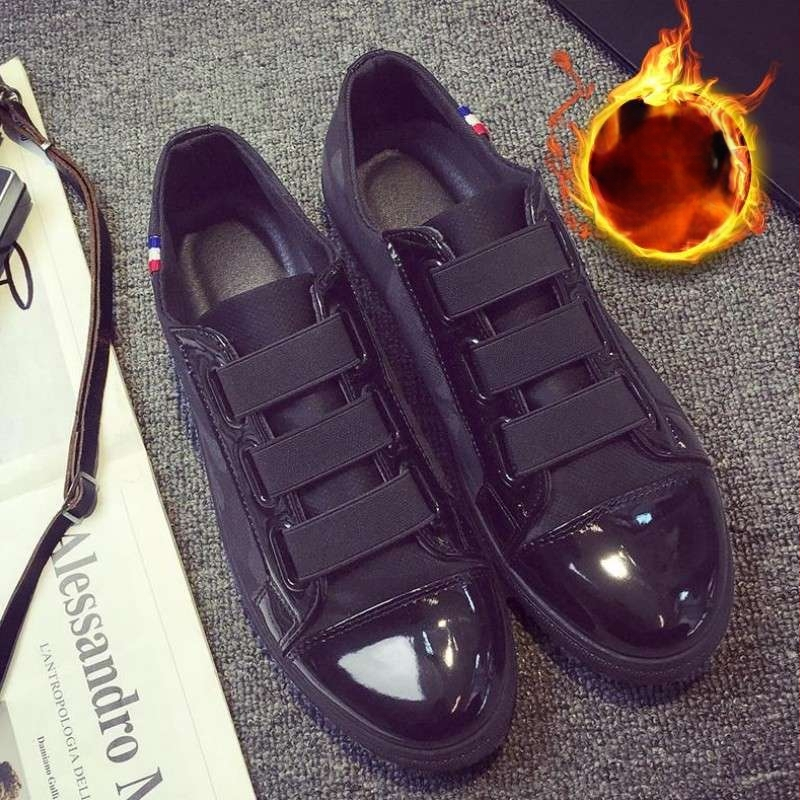 Мъжки обувки в корейски стил, средно високи канвасови обувки, дишаща памучна горна част, каучукова подметка, кожена носна част