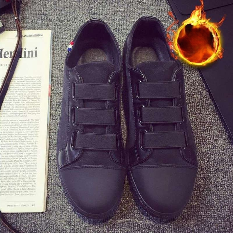 Мъжки обувки в корейски стил, средно високи канвасови обувки, дишаща памучна горна част, каучукова подметка, кожена носна част