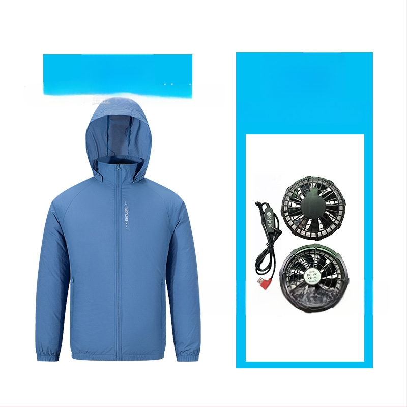 Palton ușor din nylon cu glugă detașabilă, fermoar și buzunare laterale, pentru vară și muncă – imprimeu cu peisaj natural