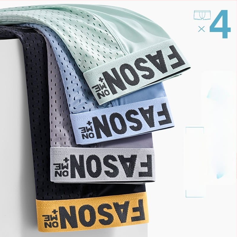 Férfi jégselyem boxerok, lélegzőek, gyorsan száradó, antibakteriális, kötött anyag