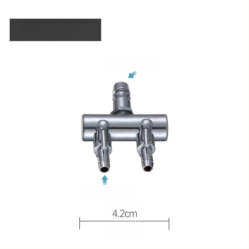 Rozsdamentes acélból készült akváriumi oxigénszelep elosztó független kapcsolóval, szabályzó szeleppel az oxigéncsőhöz, súly 48–279 g