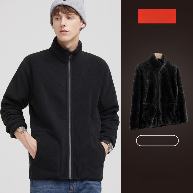 Unisex megfordítható polár fleece kabát kardigán stílusban, 100% kasmír, polár bélés, egyszínű