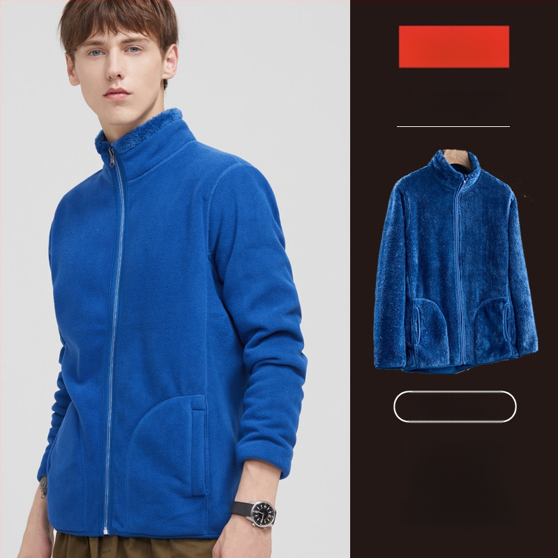 Unisex megfordítható polár fleece kabát kardigán stílusban, 100% kasmír, polár bélés, egyszínű