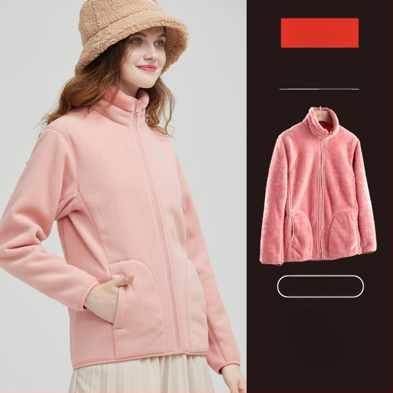 Unisex megfordítható polár fleece kabát kardigán stílusban, 100% kasmír, polár bélés, egyszínű