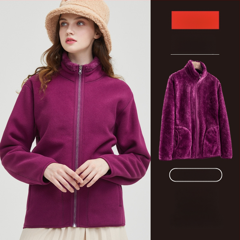 Unisex megfordítható polár fleece kabát kardigán stílusban, 100% kasmír, polár bélés, egyszínű