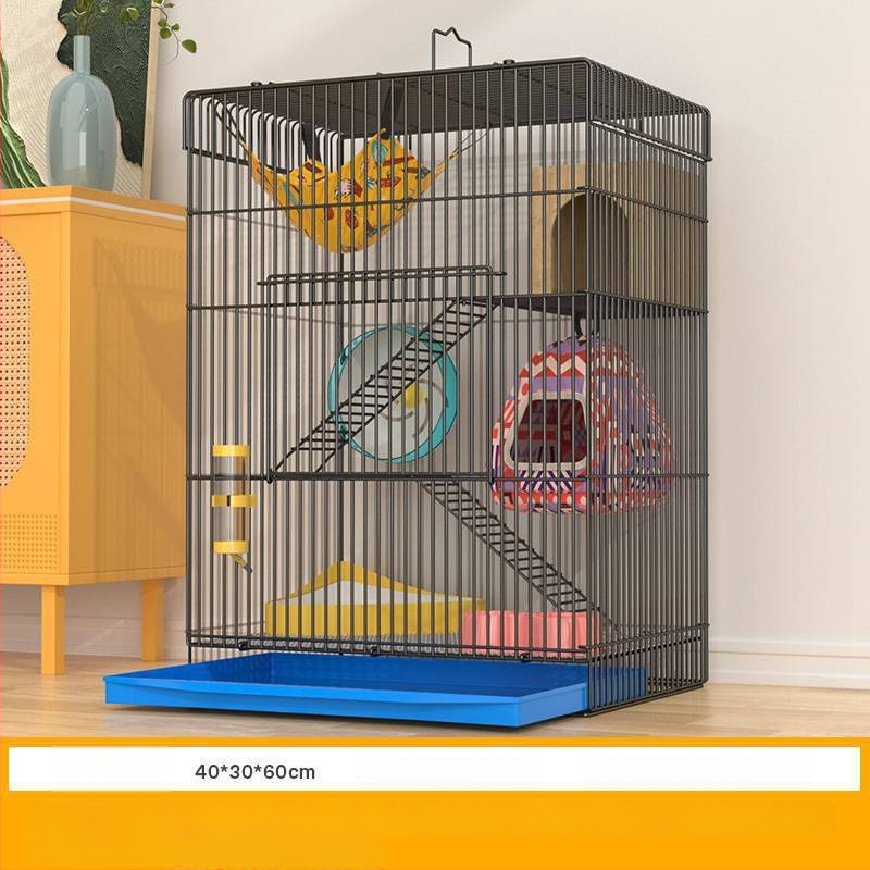 Τριώροφο μεταλλικό κλουβί για χάμστερ — τετράγωνο σχήμα, εύκολο στον καθαρισμό