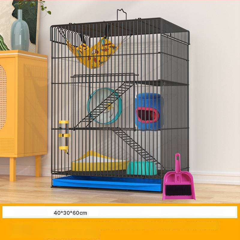 Τριώροφο μεταλλικό κλουβί για χάμστερ — τετράγωνο σχήμα, εύκολο στον καθαρισμό
