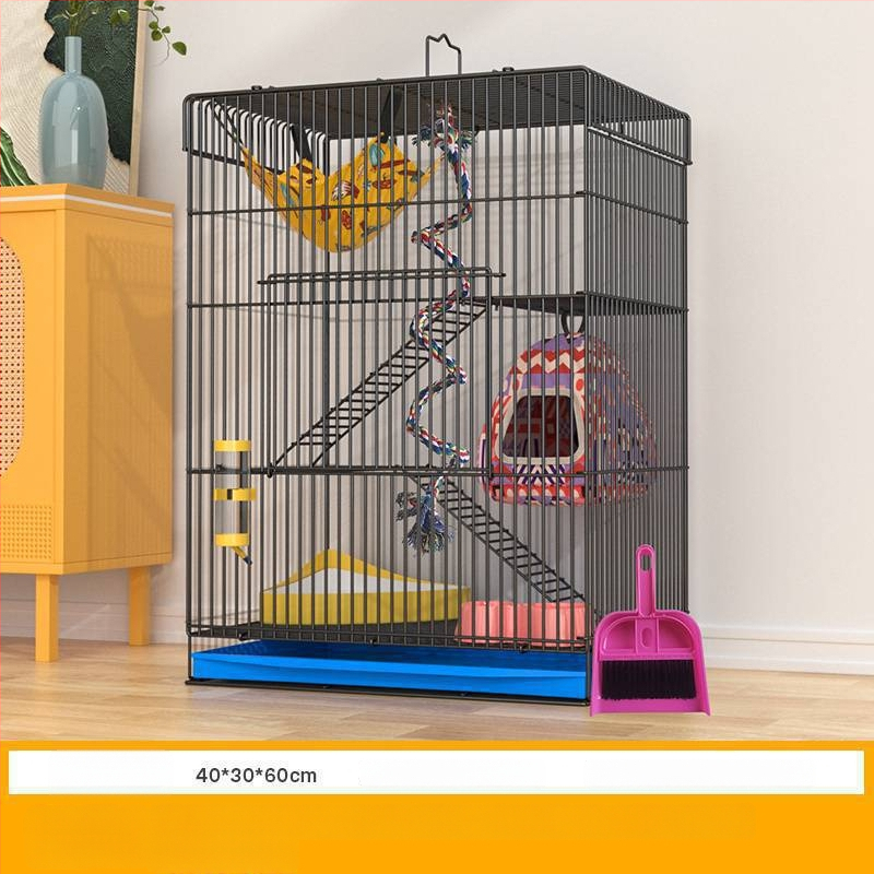 Τριώροφο μεταλλικό κλουβί για χάμστερ — τετράγωνο σχήμα, εύκολο στον καθαρισμό