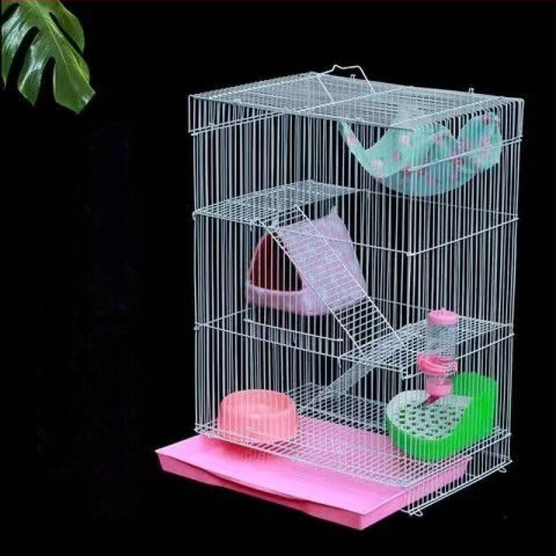 Τριώροφο μεταλλικό κλουβί για χάμστερ — τετράγωνο σχήμα, εύκολο στον καθαρισμό