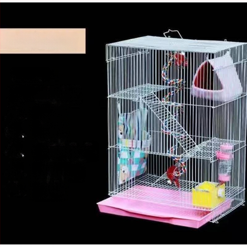 Τριώροφο μεταλλικό κλουβί για χάμστερ — τετράγωνο σχήμα, εύκολο στον καθαρισμό