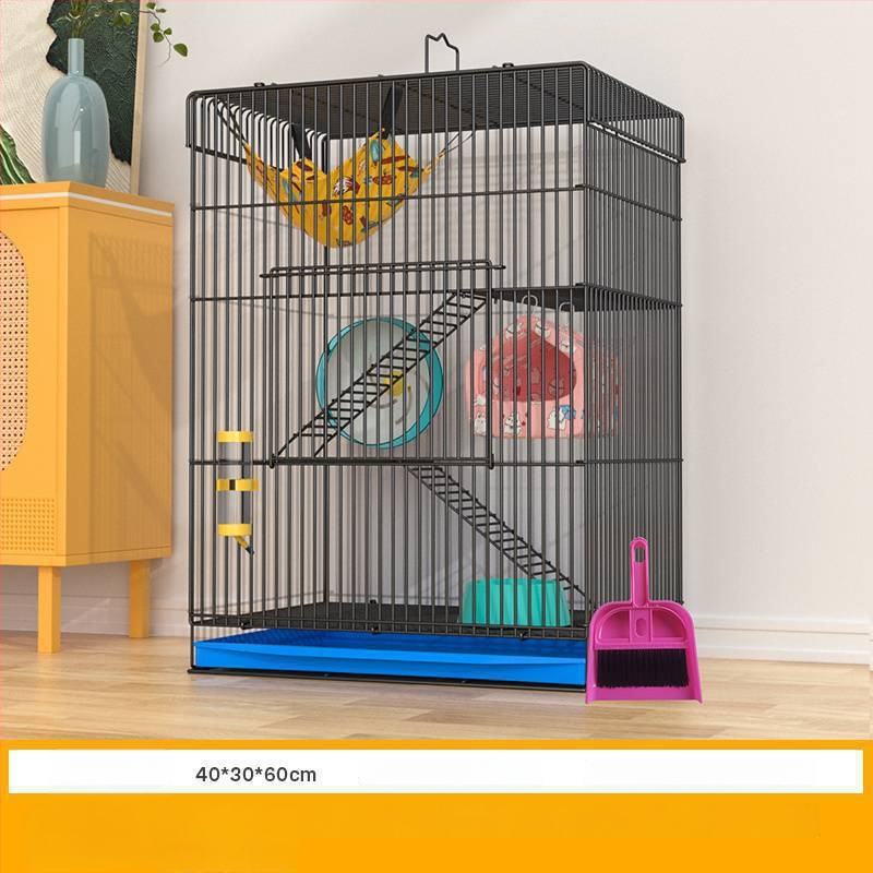 Τριώροφο μεταλλικό κλουβί για χάμστερ — τετράγωνο σχήμα, εύκολο στον καθαρισμό