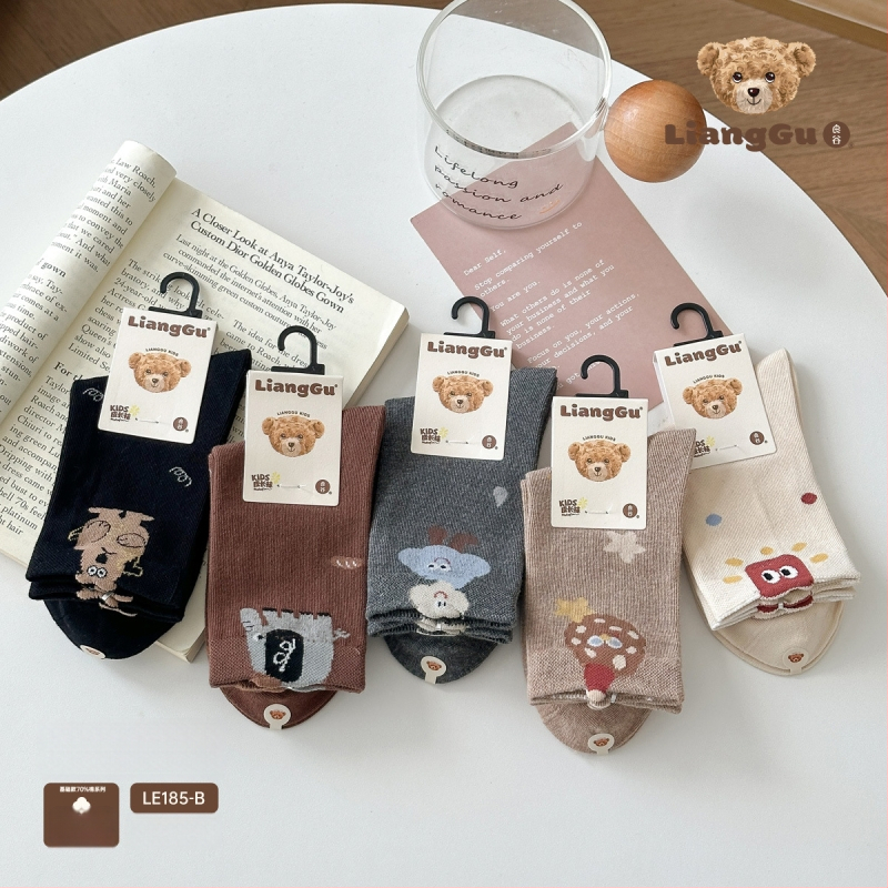 Παιδικές κάλτσες από βαμβάκι με μοτίβο Jacquard, μεσαίου μήκους, διαπνέουσες και απορροφούν τον ιδρώτα, για τον χειμώνα, unisex.