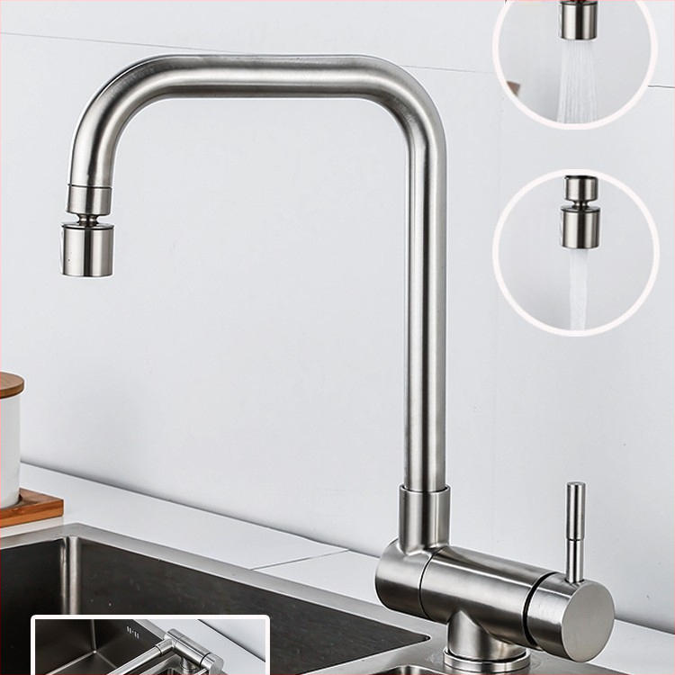 Kuchynský kohút Hj-s010, 304 nerezová oceľ, keramický diskový ventil, menovitý tlak 0,5–1,0 MPa, prevádzková teplota 0–90 °C