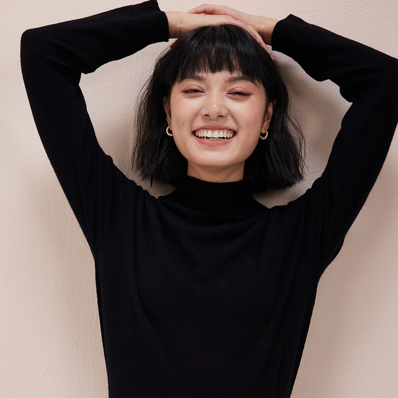 Дамски кашмирен пуловер, дълги ръкави, 95% кашмир, дебело плетиво, есен 2023