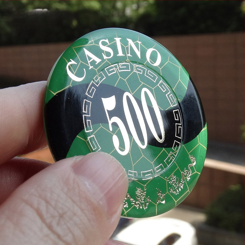 Ακρυλικά τσίπς με μεταλλικό φινίρισμα για αίθουσες σκακιού και καρτών, στρογγυλά και τετράγωνα σχήματα, παραμετροποιήσιμα, μάρκα Joie casino/qiao yu