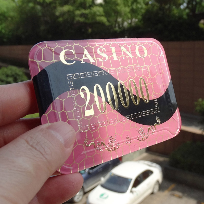 Ακρυλικά τσίπς με μεταλλικό φινίρισμα για αίθουσες σκακιού και καρτών, στρογγυλά και τετράγωνα σχήματα, παραμετροποιήσιμα, μάρκα Joie casino/qiao yu