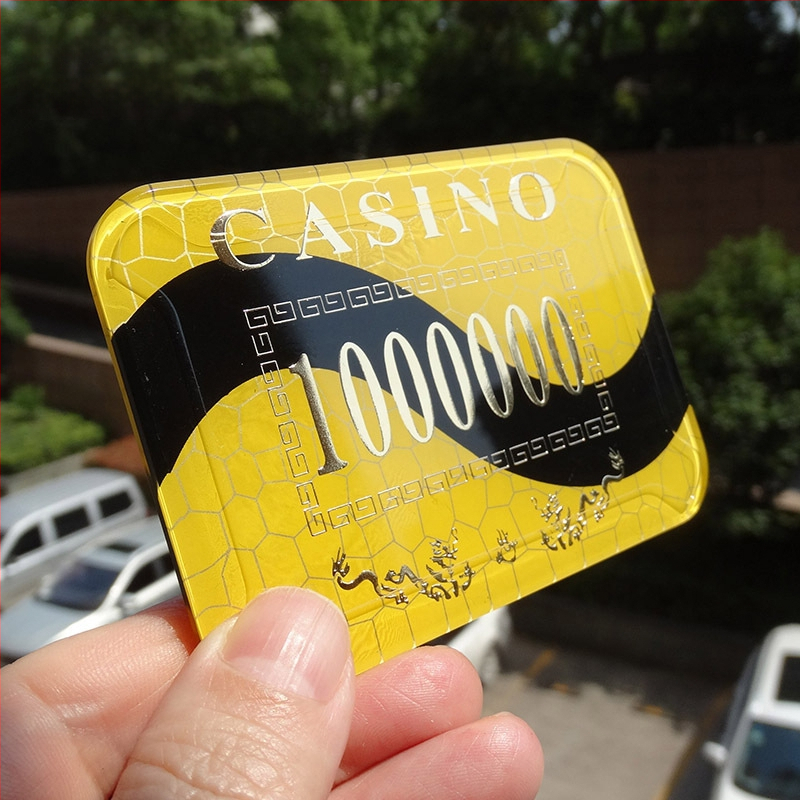 Ακρυλικά τσίπς με μεταλλικό φινίρισμα για αίθουσες σκακιού και καρτών, στρογγυλά και τετράγωνα σχήματα, παραμετροποιήσιμα, μάρκα Joie casino/qiao yu