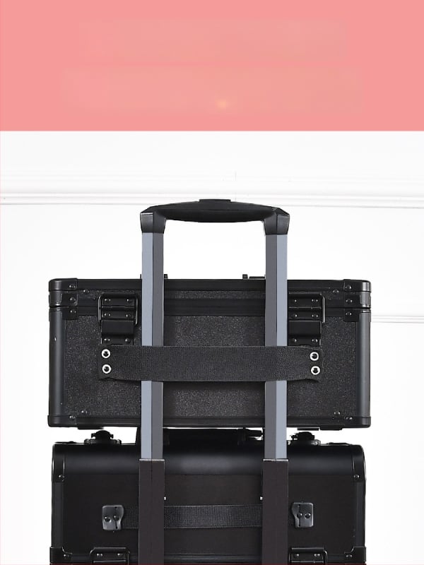 Метална кутия за козметика с вградена лампа и огледало, преносима, заключваща се за домашна употреба