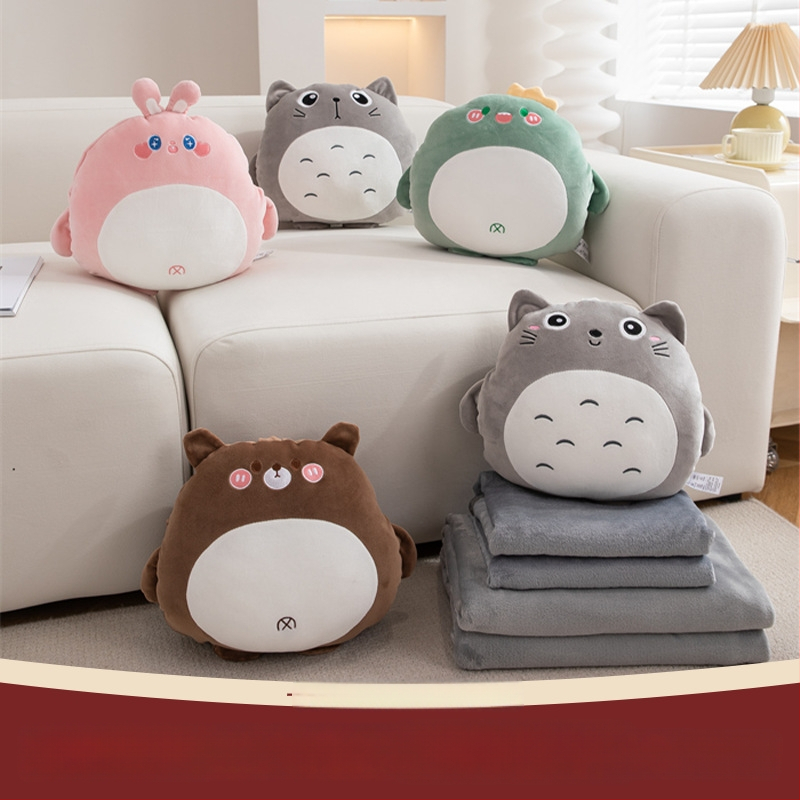 Autosedačová vankúšová deka, troj-in-one, dvojité použitie; vonkajší materiál: Spandex; výplň: PP bavlna; vzor: roztomilé zvieratá; štýl: kreslený