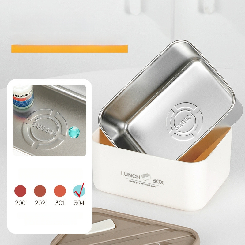 304 rozsdamentes acélból készült, szigetelt négyszögletes ebédes doboz, szivárgásmentes, friss ételeket megőriz, mikróbarát, nordic stílus