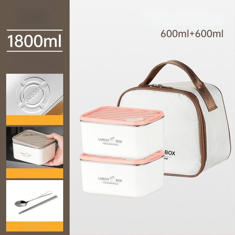 304 rozsdamentes acélból készült, szigetelt négyszögletes ebédes doboz, szivárgásmentes, friss ételeket megőriz, mikróbarát, nordic stílus