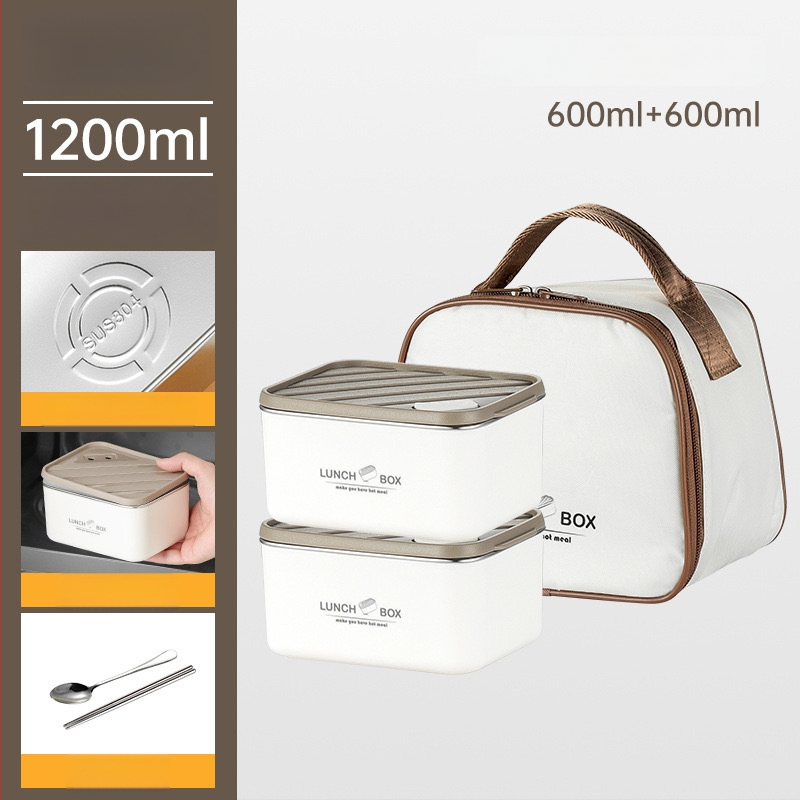 304 rozsdamentes acélból készült, szigetelt négyszögletes ebédes doboz, szivárgásmentes, friss ételeket megőriz, mikróbarát, nordic stílus