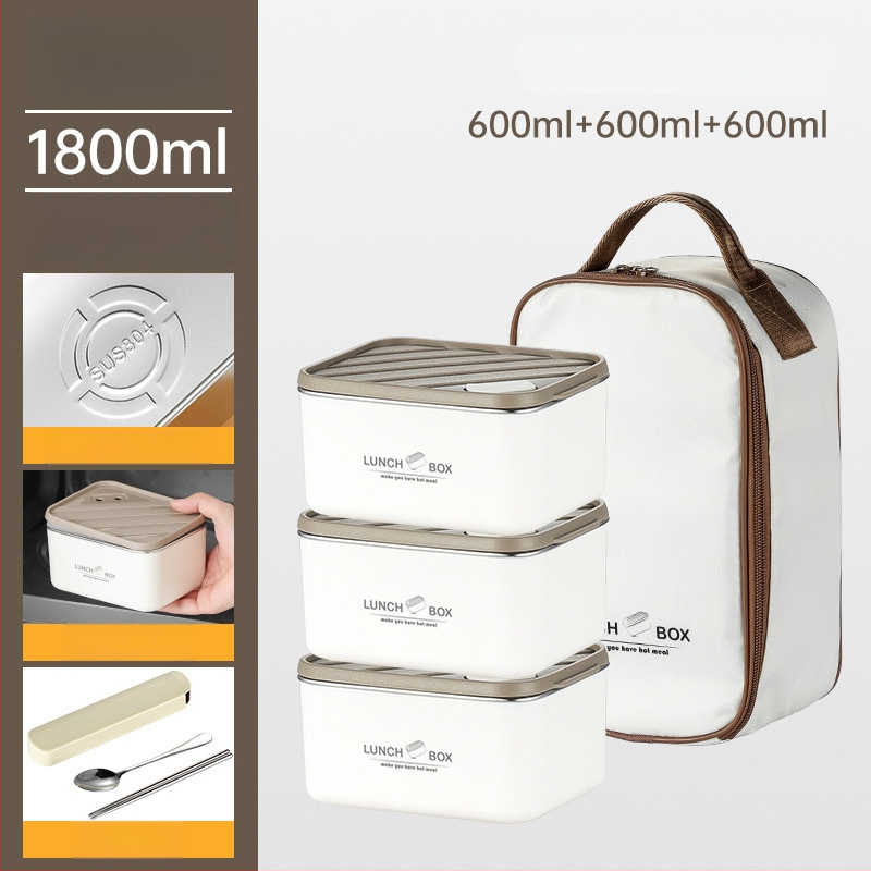 304 rozsdamentes acélból készült, szigetelt négyszögletes ebédes doboz, szivárgásmentes, friss ételeket megőriz, mikróbarát, nordic stílus