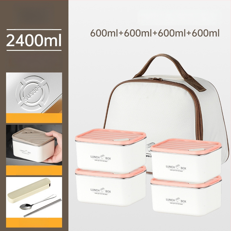 304 rozsdamentes acélból készült, szigetelt négyszögletes ebédes doboz, szivárgásmentes, friss ételeket megőriz, mikróbarát, nordic stílus