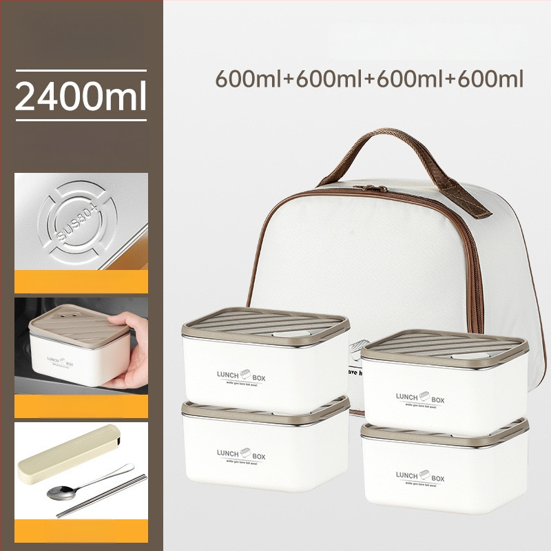 304 rozsdamentes acélból készült, szigetelt négyszögletes ebédes doboz, szivárgásmentes, friss ételeket megőriz, mikróbarát, nordic stílus