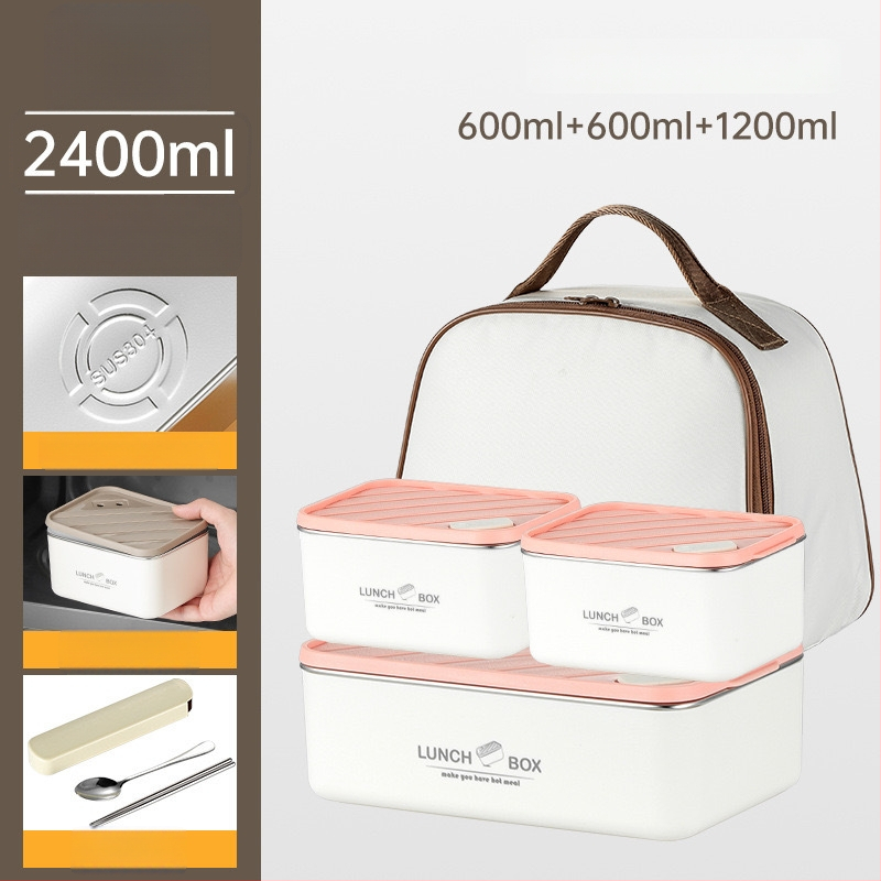 304 rozsdamentes acélból készült, szigetelt négyszögletes ebédes doboz, szivárgásmentes, friss ételeket megőriz, mikróbarát, nordic stílus