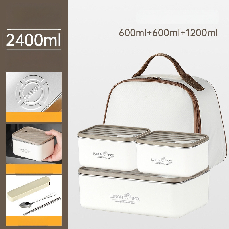 304 rozsdamentes acélból készült, szigetelt négyszögletes ebédes doboz, szivárgásmentes, friss ételeket megőriz, mikróbarát, nordic stílus