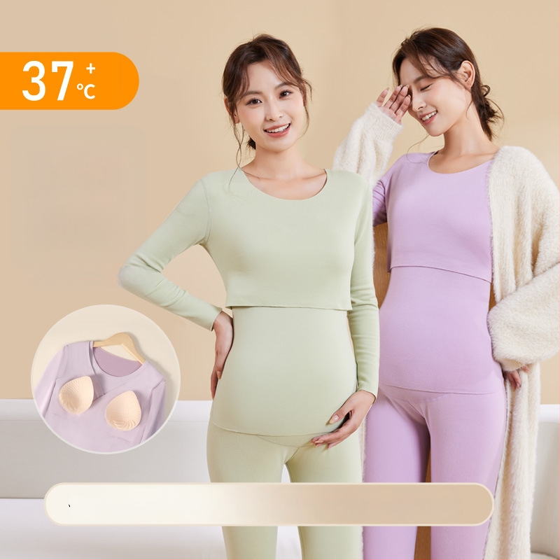 Σετ ρούχων μετά τον τοκετό για θηλάσμό – φθινοπωρινό, με επένδυση για το στήθος, Derong βελούδινο ύφασμα, βασικό υλικό 90–95% πολυεστέρας, spandex <30%, μακριά μανίκια