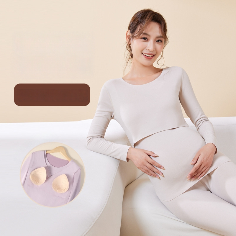 Σετ ρούχων μετά τον τοκετό για θηλάσμό – φθινοπωρινό, με επένδυση για το στήθος, Derong βελούδινο ύφασμα, βασικό υλικό 90–95% πολυεστέρας, spandex <30%, μακριά μανίκια