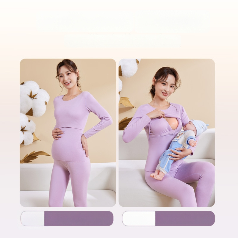 Σετ ρούχων μετά τον τοκετό για θηλάσμό – φθινοπωρινό, με επένδυση για το στήθος, Derong βελούδινο ύφασμα, βασικό υλικό 90–95% πολυεστέρας, spandex <30%, μακριά μανίκια