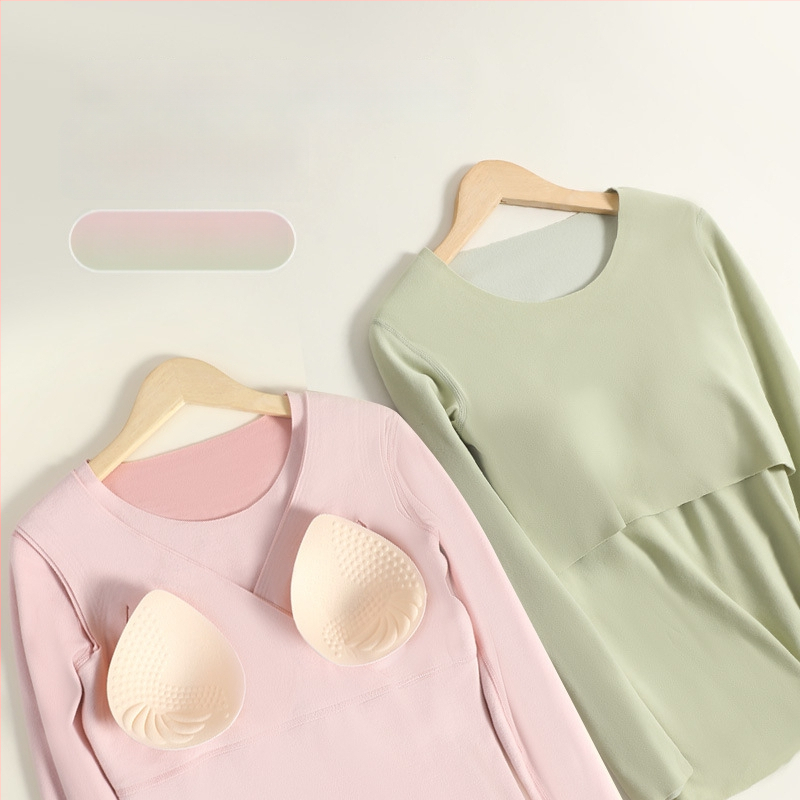 Σετ ρούχων μετά τον τοκετό για θηλάσμό – φθινοπωρινό, με επένδυση για το στήθος, Derong βελούδινο ύφασμα, βασικό υλικό 90–95% πολυεστέρας, spandex <30%, μακριά μανίκια