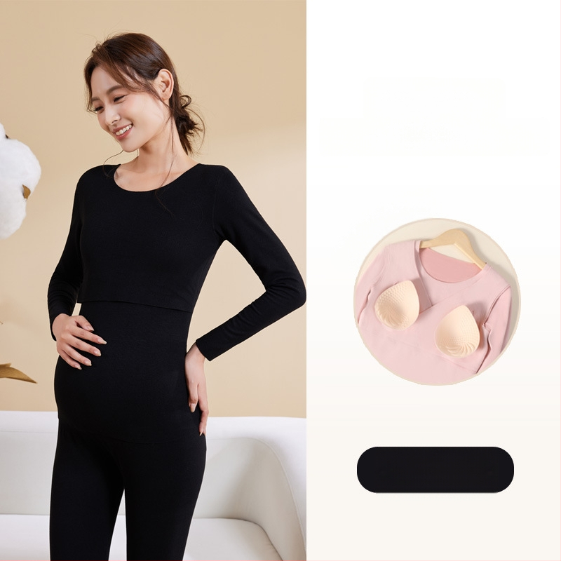 Σετ ρούχων μετά τον τοκετό για θηλάσμό – φθινοπωρινό, με επένδυση για το στήθος, Derong βελούδινο ύφασμα, βασικό υλικό 90–95% πολυεστέρας, spandex <30%, μακριά μανίκια