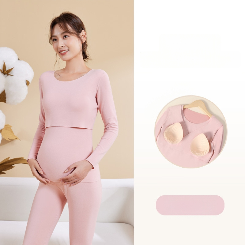 Σετ ρούχων μετά τον τοκετό για θηλάσμό – φθινοπωρινό, με επένδυση για το στήθος, Derong βελούδινο ύφασμα, βασικό υλικό 90–95% πολυεστέρας, spandex <30%, μακριά μανίκια