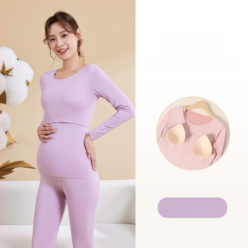 Σετ ρούχων μετά τον τοκετό για θηλάσμό – φθινοπωρινό, με επένδυση για το στήθος, Derong βελούδινο ύφασμα, βασικό υλικό 90–95% πολυεστέρας, spandex <30%, μακριά μανίκια