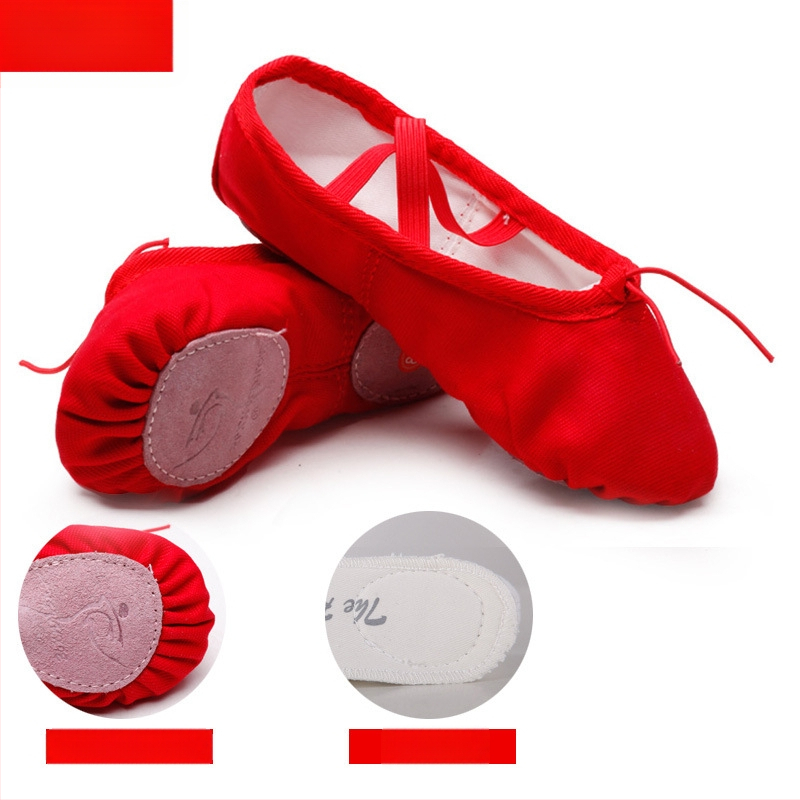 Παπούτσια χορού για παιδιά, unisex, επάνω από καμβά, δερμάτινη σόλα, για μπαλέτο και μοντέρνο χορό