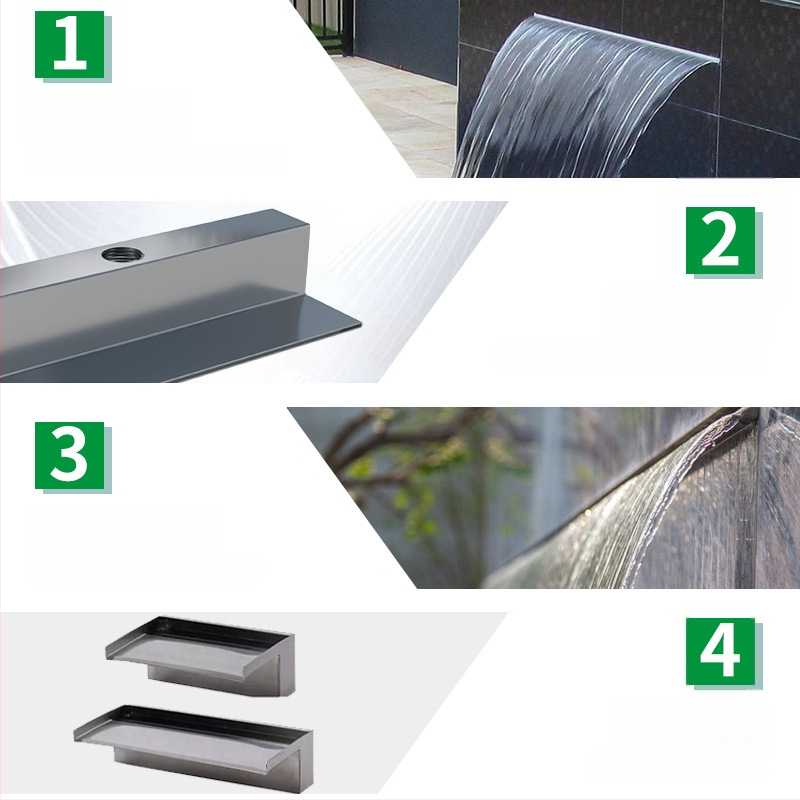 Ieșire de cascadă din oțel inoxidabil pentru element decorativ exterior cu pulverizare pe peretele frontal — Brand Half Moon Bay