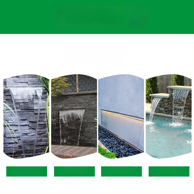 Ieșire de cascadă din oțel inoxidabil pentru element decorativ exterior cu pulverizare pe peretele frontal — Brand Half Moon Bay